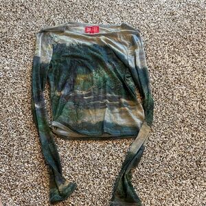 PacSun Earthy Tones Long Sleeve Blouse